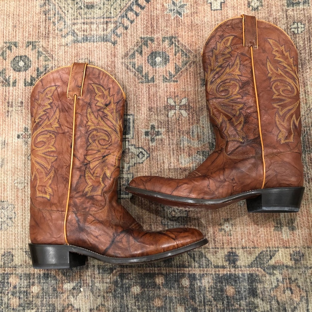 Justin Marbled Chestnut Brown Deerlite Cowboy Boots